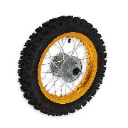 Roue Arrire Complte 12'' Or avec Crampons 12mm pour Dirt Bike AGB27