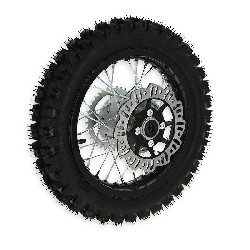 Roue Arrire Complte 12'' Noire avec Crampons 12mm pour Dirt Bike AGB27
