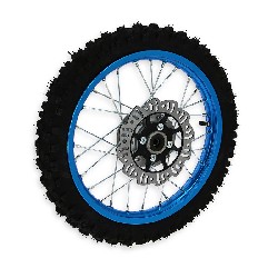 Roue Avant Complte 14'' Bleu pour Dirt Bike AGB27 (Crampons 10mm)