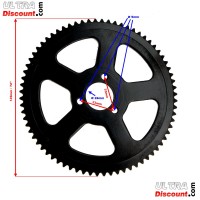 Couronne Renforce 72 Dents 3 Trous pour Chaine Petit Pas de Pocket Supermotard (5 Branches) images 2