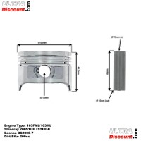 Kit Piston 63.5mm pour Quads Bashan BS200S-7 (Moteur 163ML) images 2