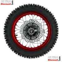 Roue Arrire Complte 12'' Rouge avec Crampons 12mm pour Dirt Bike AGB27 images 2