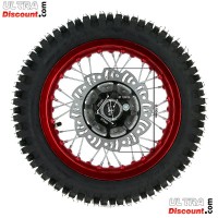 Roue Arrire Complte 12'' Rouge avec Crampons 12mm pour Dirt Bike AGB27 photos 1