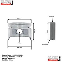 Kit Piston 63.5mm pour Dirt Bike 200cc (Moteur 163FML) photos 1