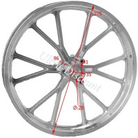 Jante arrire pocket bike Cross (10'', type 2) photos 1