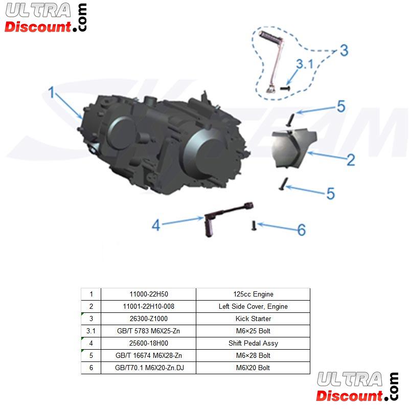 Moteur 125cc Euro3 Skyteam T-Rex (Noir) photos 2