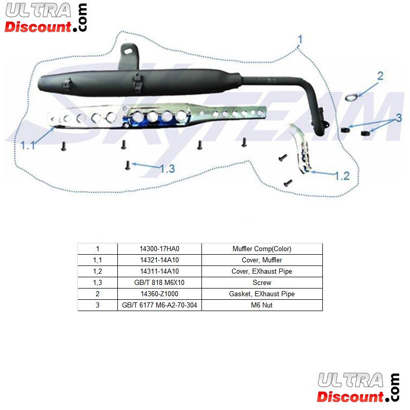 Pot d'chappement pour Dax Skyteam Skymax 125cc Euro4 photos 1