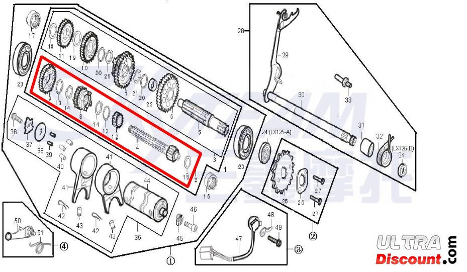 Arbre primaire moteur 125cc pour Trex Skyteam photos 1
