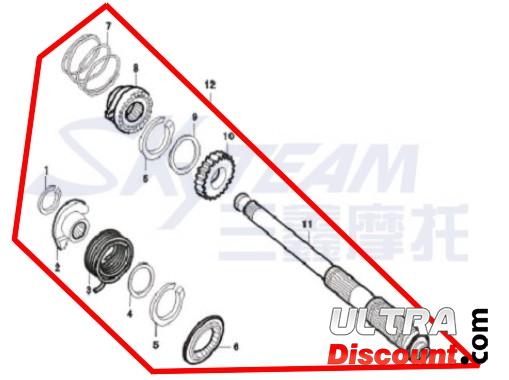 Axe de Kick Complet pour pour moteur 125cc pour Dax Skyteam photos 1