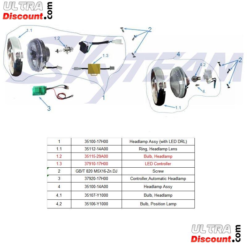 Phare avant LED pour Dax Skyteam Skymax 50-125cc Euro4 photos 1