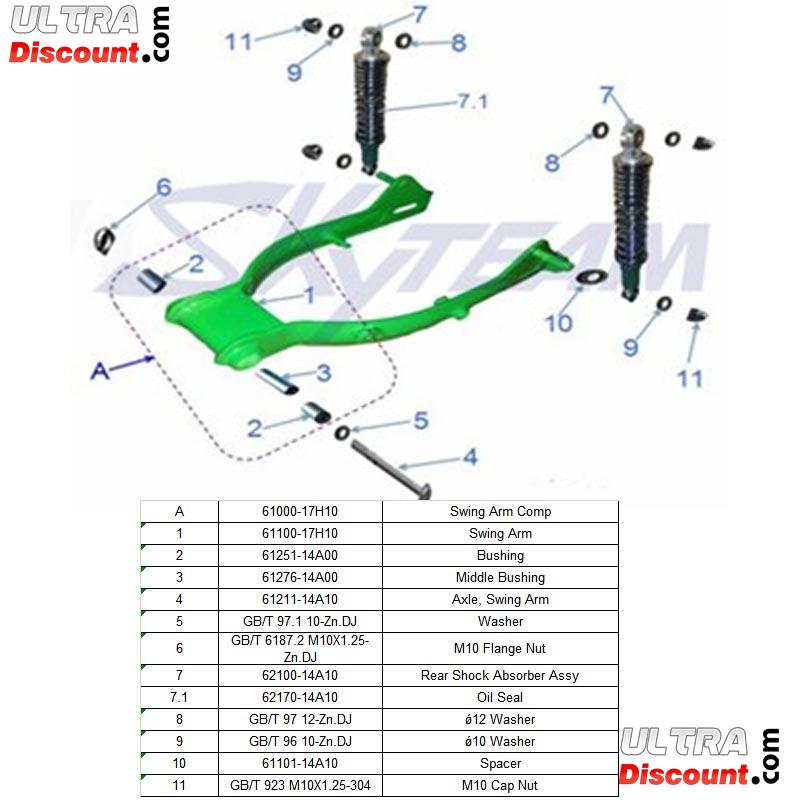 Entretoise 30mm de bras oscillant pour Dax 50cc  125cc photos 2