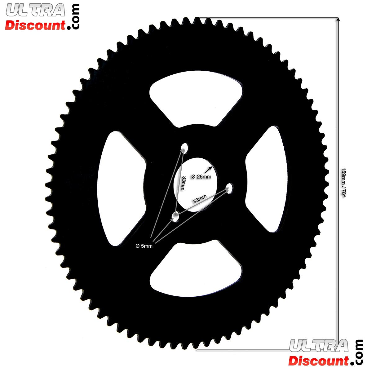 Couronne Renforce 78 Dents Petit Pas H25 pour Pocket Polini 911 - GP3 (3 Trous - 4 Branches - 26mm photos 1