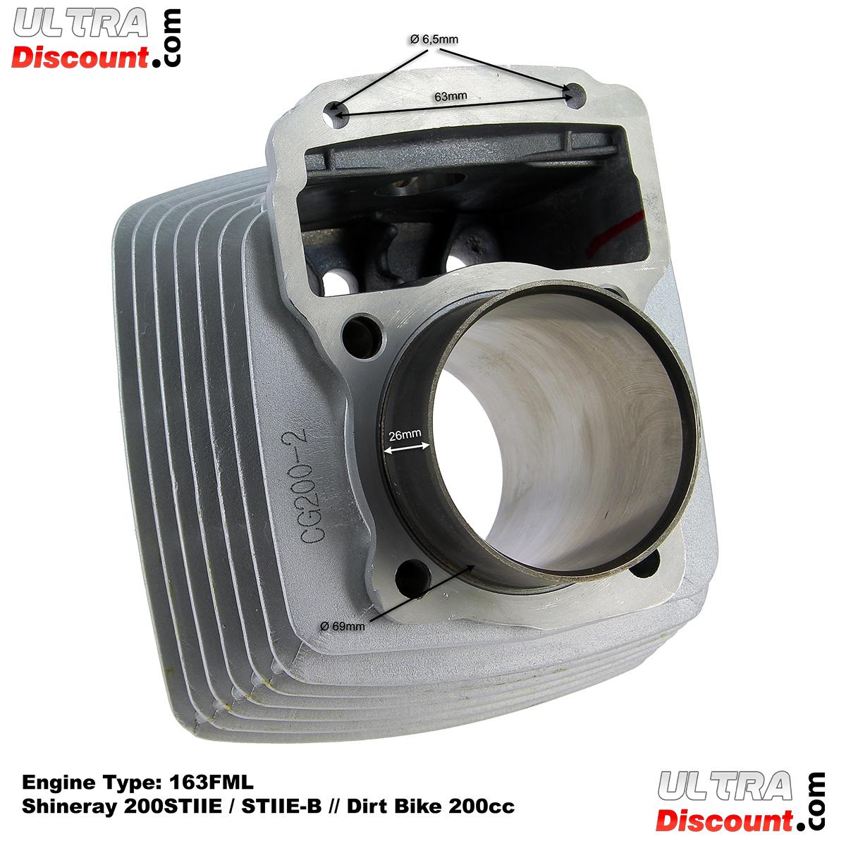 Cylindre pour Dirt Bike 200cc 163FML (63mm) Alu photos 2