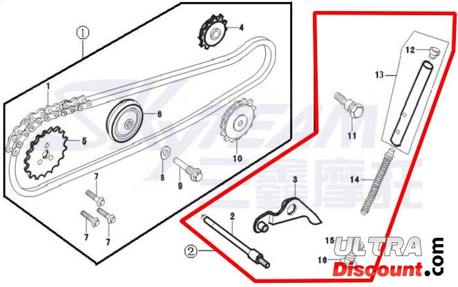 Kit tendeur de chane de distribution 125cc pour Dax Skyteam photos 1