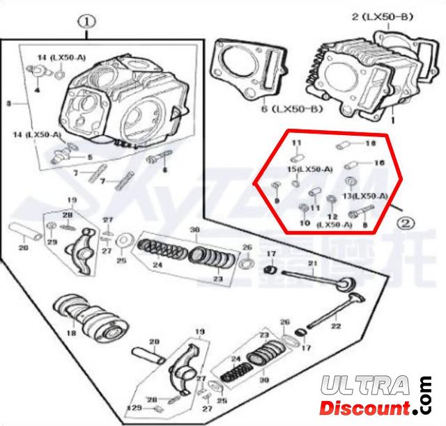 Accessoires pour culasse de moteur pour Dax Skyteam 50cc photos 1