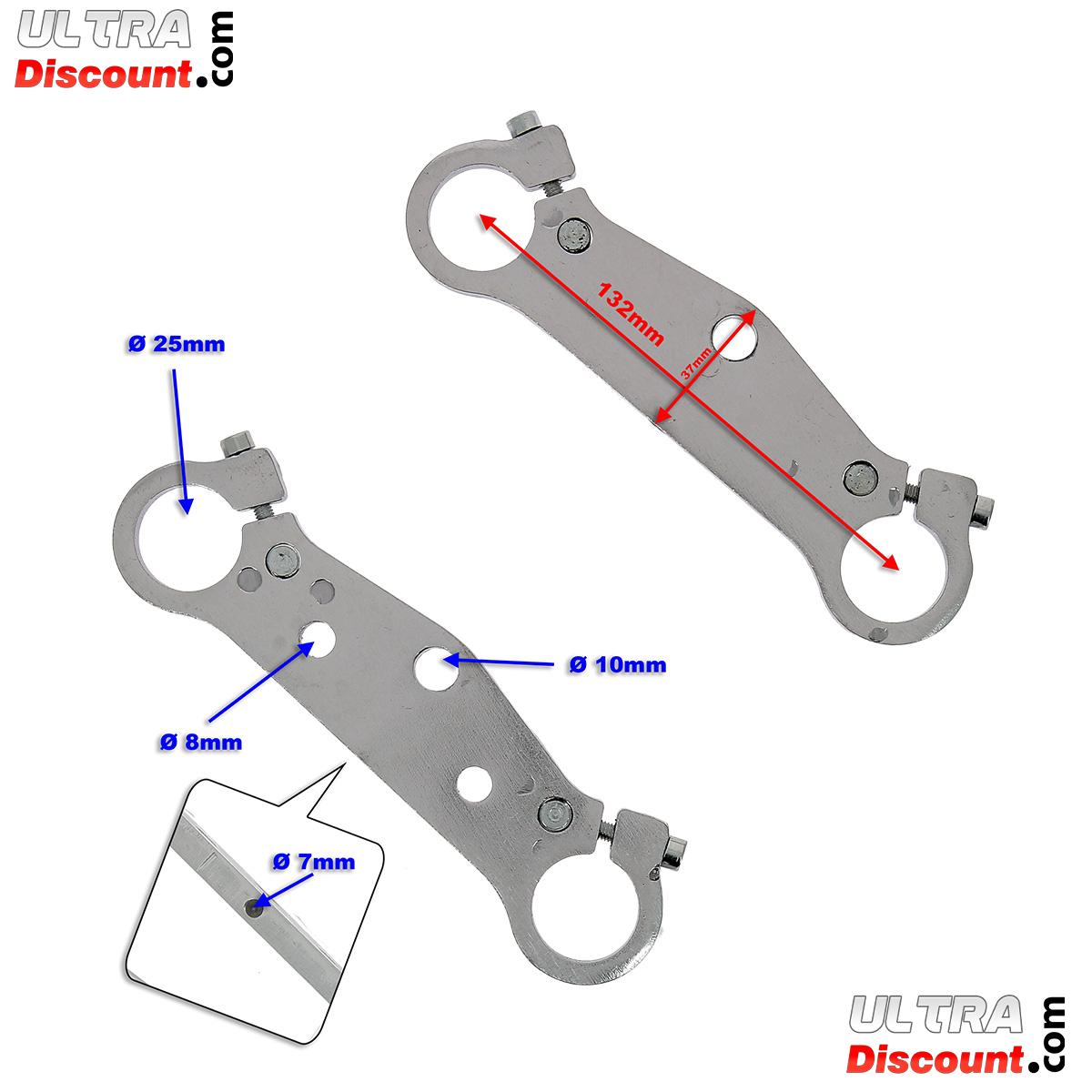 Paire de T de Fourche Tuning pour Pocket Bike Nitro (Chrome) photos 1