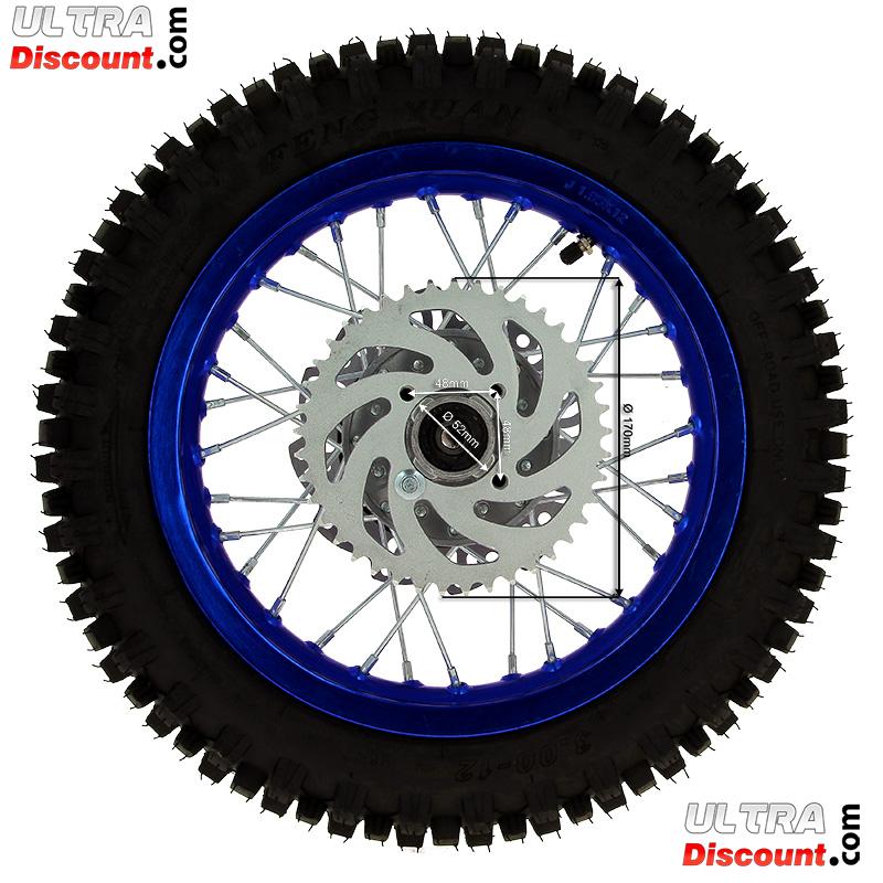 Roue Arrière Complète 12'' Bleue avec Crampons 12mm pour Dirt Bike AGB27 photos 2 Roue Arrière Complète 12'' Bleue avec Crampons 12mm pour Dirt Bike AGB27 photos 2