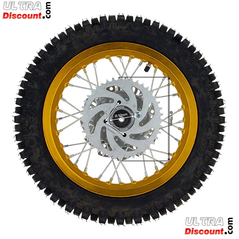 Roue Arrire Complte 12'' Or avec Crampons 12mm pour Dirt Bike AGB27 photos 2