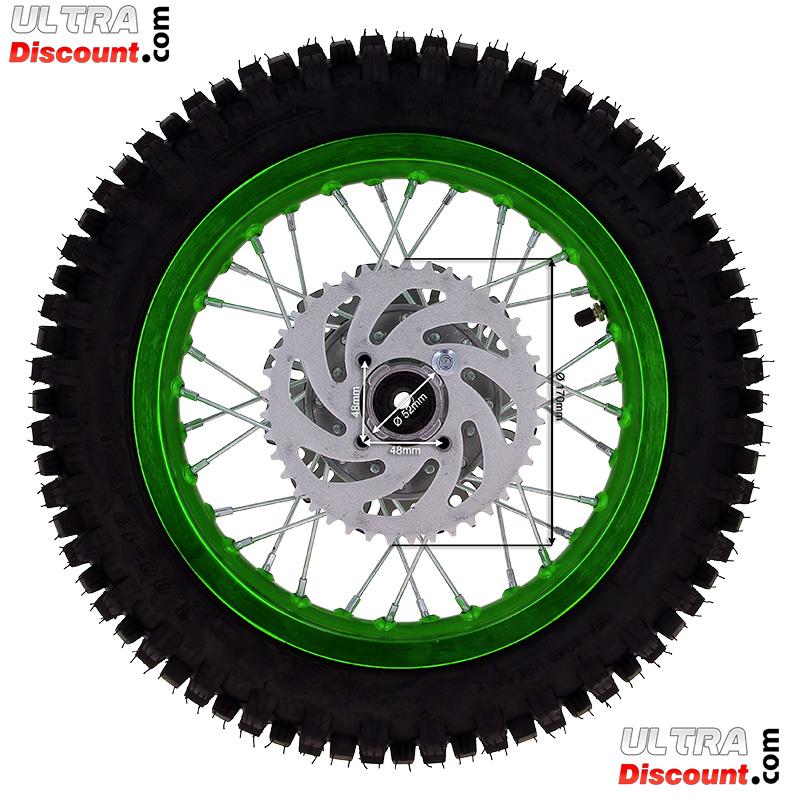 Roue Arrire Complte 12'' Verte avec Crampons 12mm pour Dirt Bike AGB27 photos 2