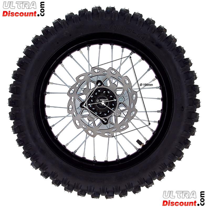 Roue Arrire Complte 14'' Noire pour Dirt Bike AGB30 photos 1