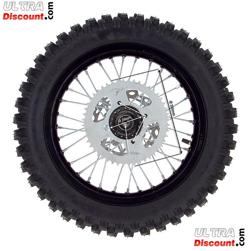 Roue Arrire Complte 14'' Noire pour Dirt Bike AGB30 photos 2