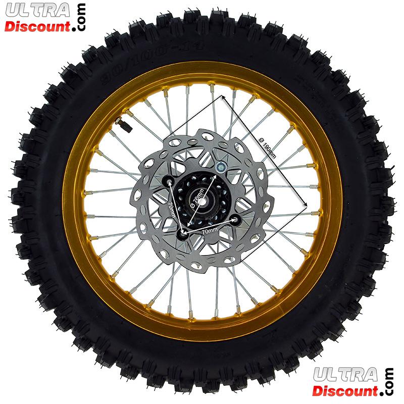 Roue Arrire Complte 14'' Or pour Dirt Bike AGB30 photos 1