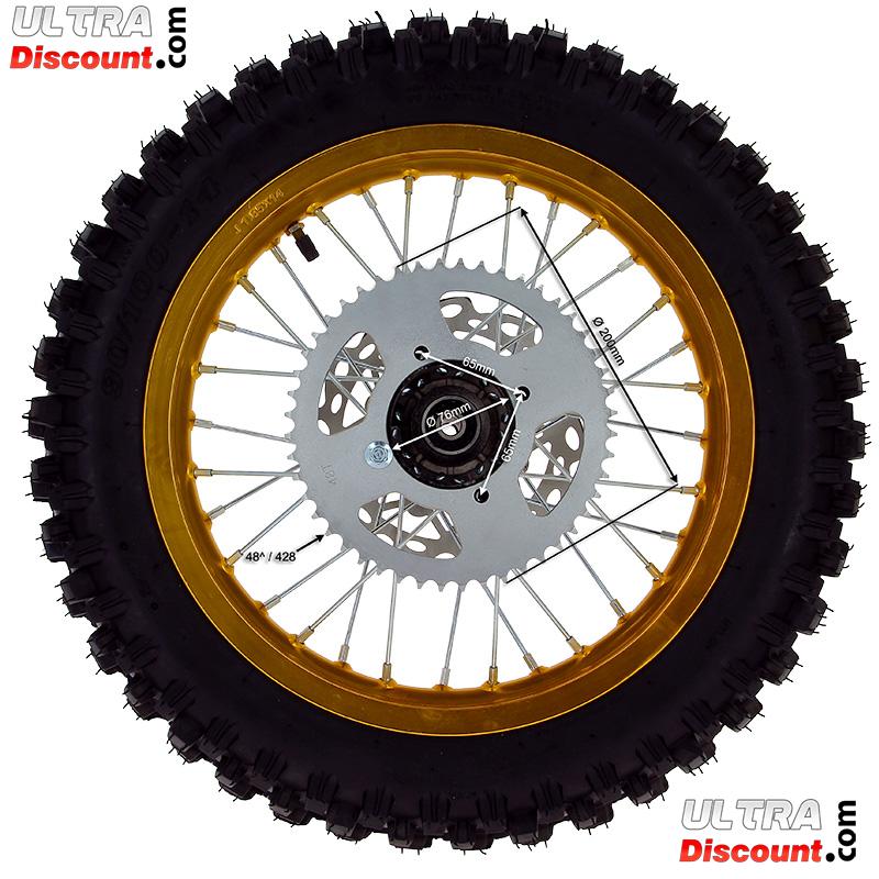 Roue Arrire Complte 14'' Or pour Dirt Bike AGB30 photos 2