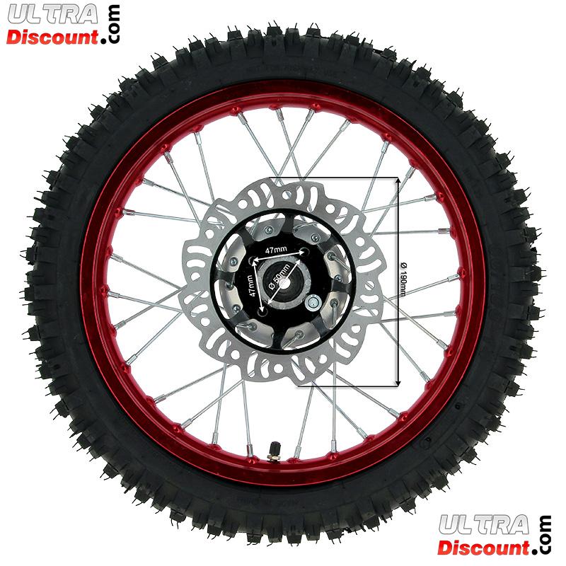 Roue Avant Complte 14'' Rouge pour Dirt Bike AGB27 photos 1