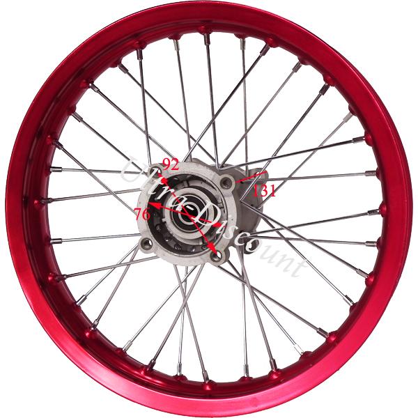 Jante arrire Rouge 14'' pour dirt bike AGB30 (:15mm, type 4 ) photos 1
