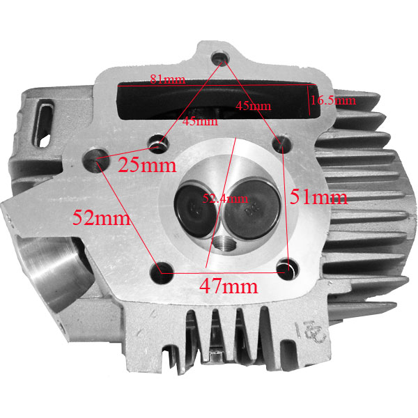 Culasse de dirt bike 125cc 1P52FMI 52.4mm + Capots (Loncin) photos 1 Culasse de dirt bike 125cc 1P52FMI 52.4mm + Capots (Loncin) photos 1