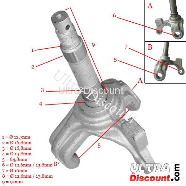Fuse de direction gauche pour quad Bashan 200cc (BS200S-3A) photos 1