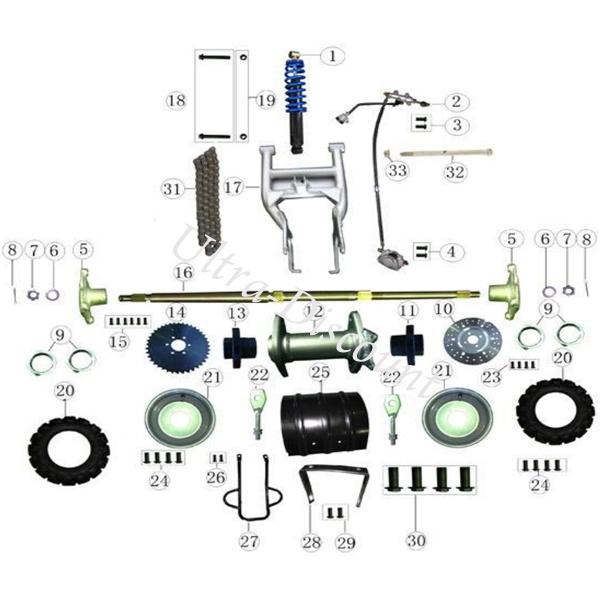 Moyeu de roue arrire pour Quad Shineray 200 cc STIIE - STIIE-B photos 1