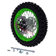 Roue Arrire Complte 12'' Verte avec Crampons 12mm pour Dirt Bike AGB27