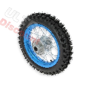 Roue Arrire 12'' Bleue clair avec Crampons 12mm pour Dirt Bike AGB27