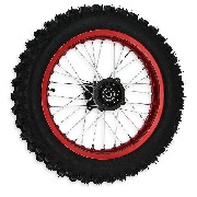 Roue Arrière Complète 14'' Rouge pour Dirt Bike AGB30