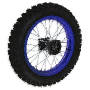Roue Arrire Complte 14'' Bleue pour Dirt Bike AGB30