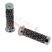 Poign�es �cailles pour Pocket Supermotard (Noir-Argent)