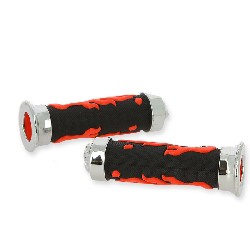 Poigne antidrapante Flamme (Rouge-Noire) Type 3 Dirt Bike, Pieces Dirt Bike