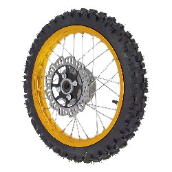 Roue Avant Complte 14'' Or pour Dirt Bike AGB27 (Crampons 10mm)