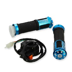 Poignées tuning avec coupe circuit bleu pour pocket scooter